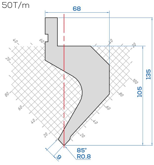 Lame Amada 10.021/85°<br>H.utile 105 mm