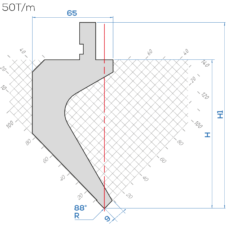 Lame Amada 10.047/88°<br>H.utile ~ 120 mm