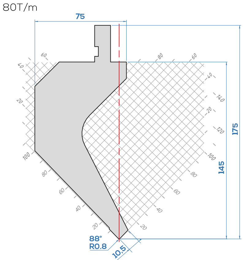 Lame Amada 10.050/88°<br>H.utile 145 mm
