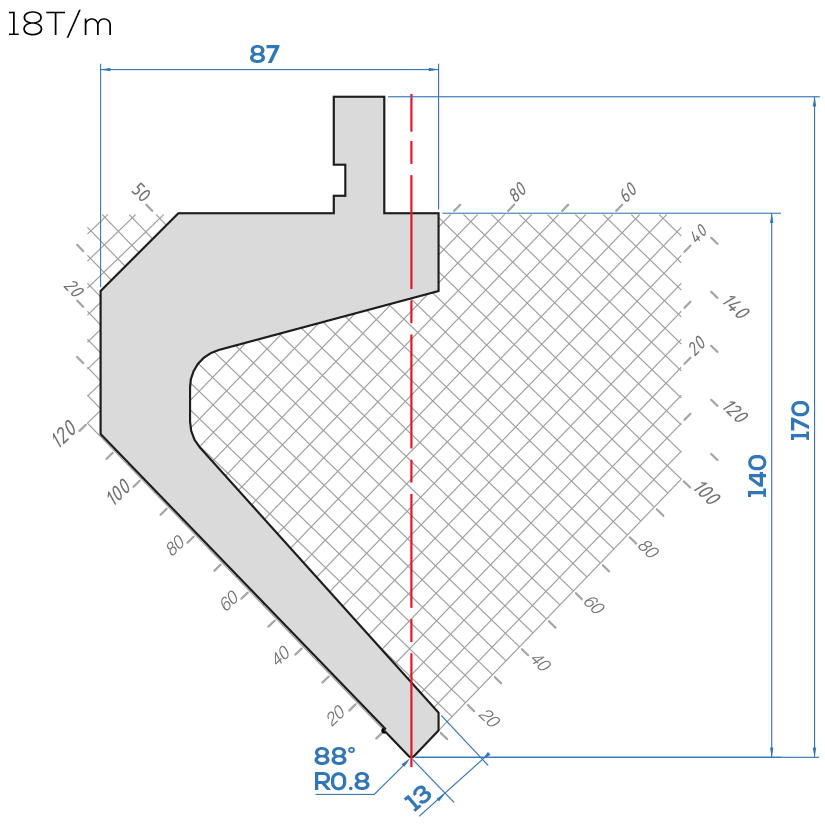 Lame Amada 10.090/88°<br>H.utile 140 mm