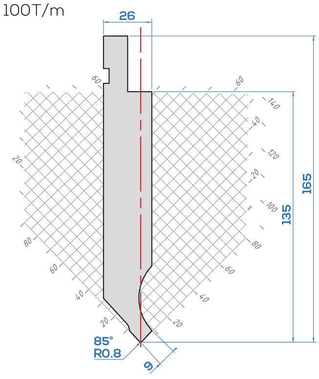 Lame Amada 10.10.1040/85°<br>H.utile 135 mm