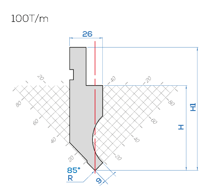 Lame Amada 10.10/85° <br>H.utile ~ 66,6 mm