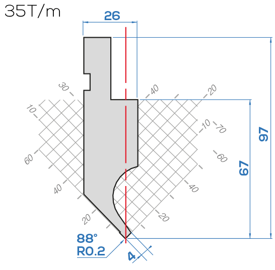 Lame Amada 10.116/88° <br>H. utile 67 mm