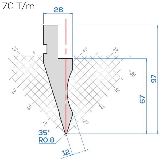 Lame Amada 1011/35°<br>H.utile 67 mm