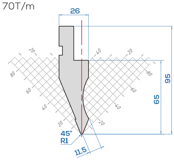 Lame Amada 1011/45° <br>H.utile 65 mm