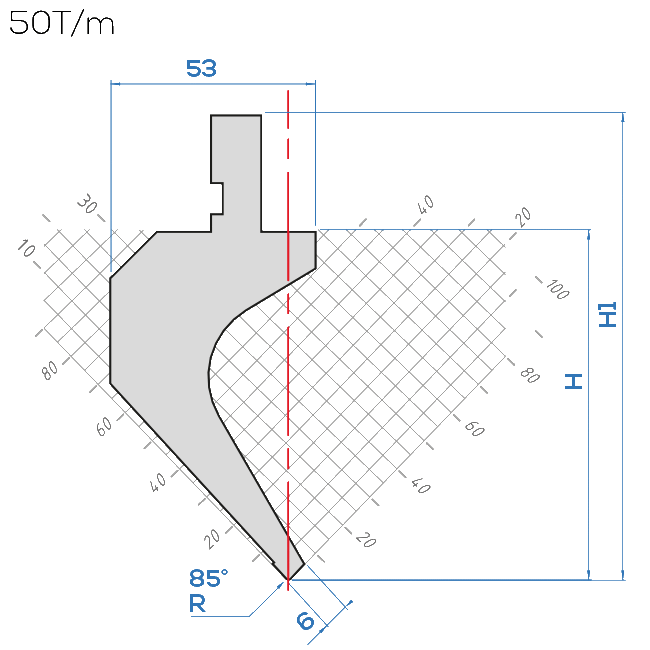 Lame Amada 10.146/85° <br>H.utile ~ 90 mm
