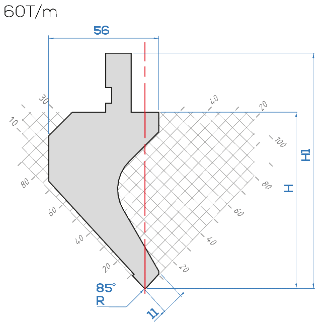 Lame Amada 10.14/85° <br>H.utile ~ 89,7 mm