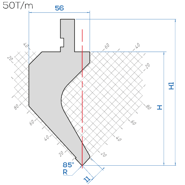 Lame Amada 10.15/85° <br>H.utile ~ 104,5 mm
