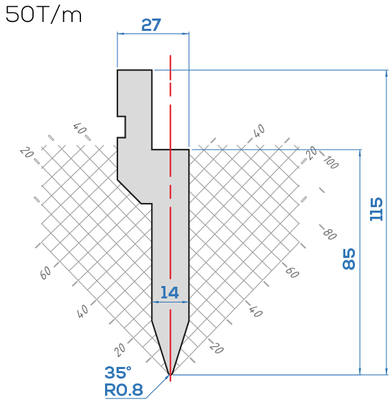 Lame Amada 1017/35°<br>H.utile 85 mm