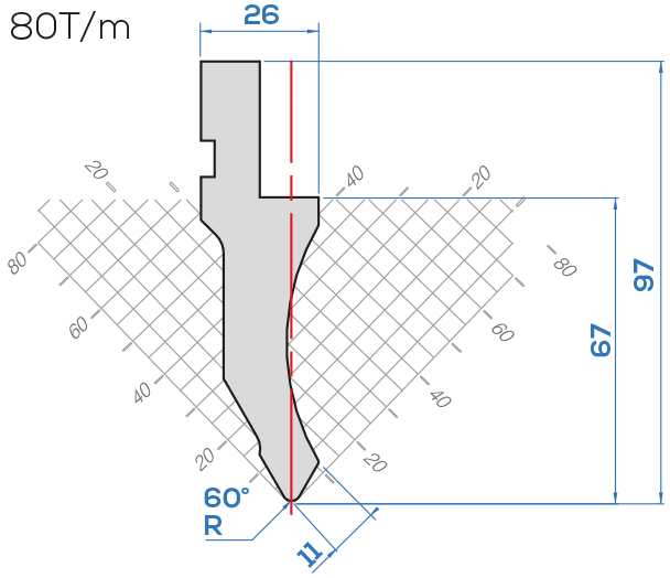 Lame Amada 1018-1019/60°<br>H.utile 67 mm