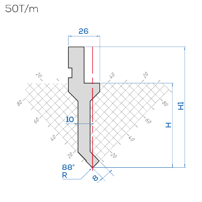 Lame Amada 10.200/88° <br>H.utile ~ 70 mm