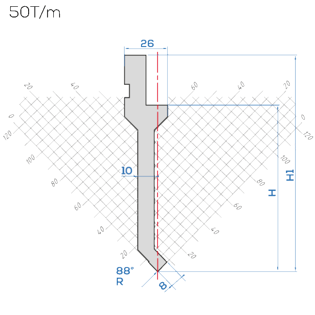 Lame Amada 10.202/88° <br>H.utile ~ 100 mm