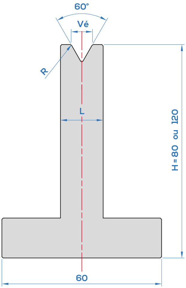 Matrice Amada à 60° <br>Du vé 6 au vé 25