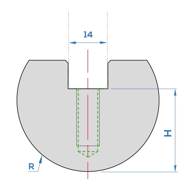 Règle à rayonner 40.09<br>Pour support de 14 mm