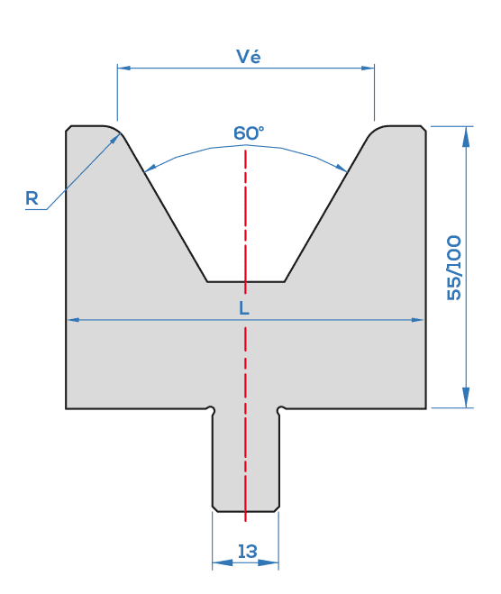 Matrice Bystronic à 60° <br>Vé de 40 à 60 mm