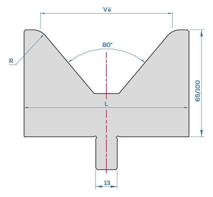 Matrice Bystronic à 80° <br>Vé de 80 à 120 mm